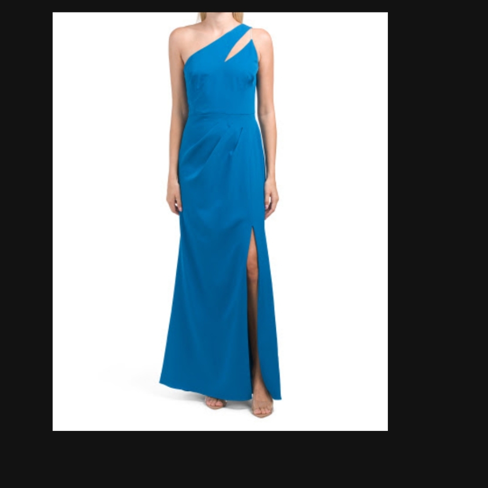 Adrianna Papell Blue Asymmetrical One Shoulder Cocktail Dress
